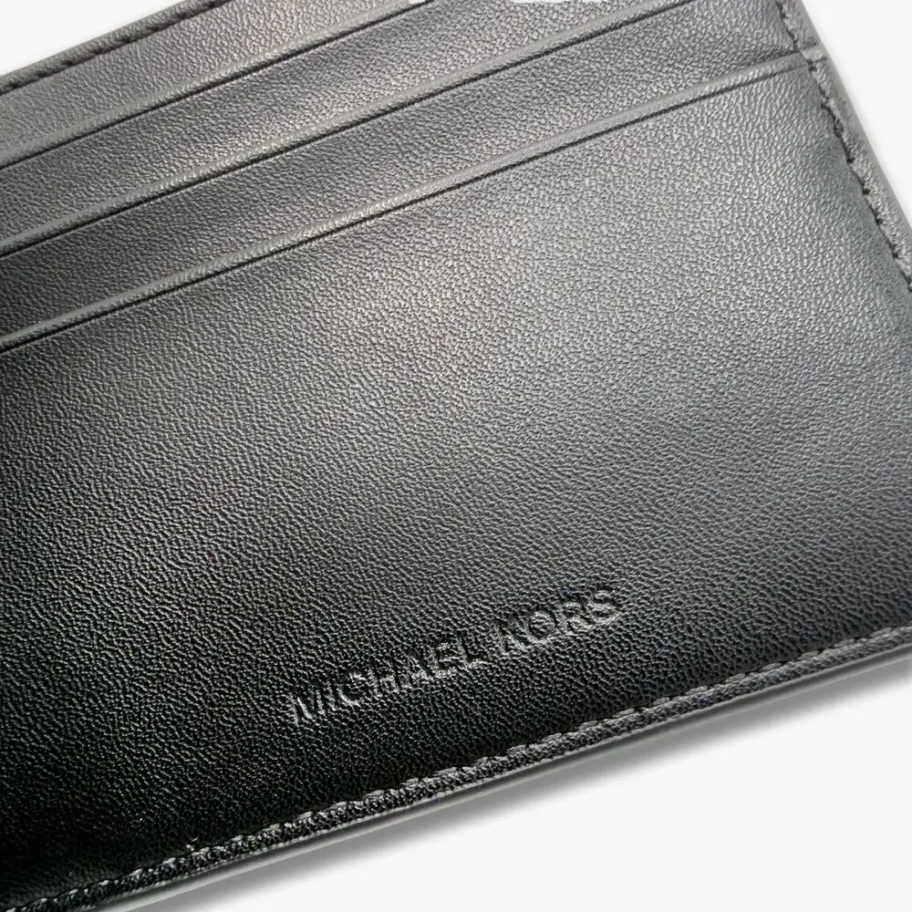 NWT MICHAEL KORS Jet Set Men's Slim Billfold Canvas & Leather Wallet (Black)